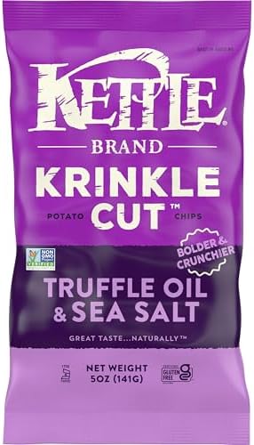 Kettle Brand Potato Chips, Krinkle Cut, Truffle Oil and Sea Salt Kettle Chips, 5 Oz
