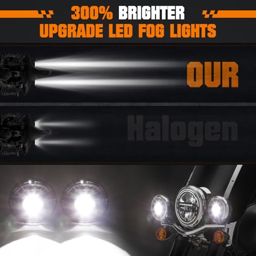 Image of 4.5 inch Motorcycle fog Lights 2PCS, Round LED Fog Lamps for Motorcycle Harley Davidson Accessories Electra Street Glide Heritage Softail Classic Road King