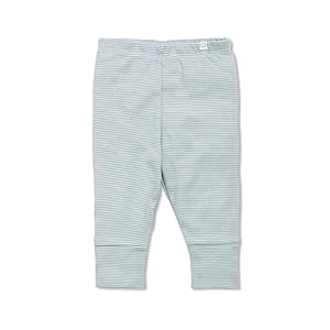 MORI Luxurious Baby Leggings in Blue Stripe, Elastic Waist, Organic, 0-3 Months