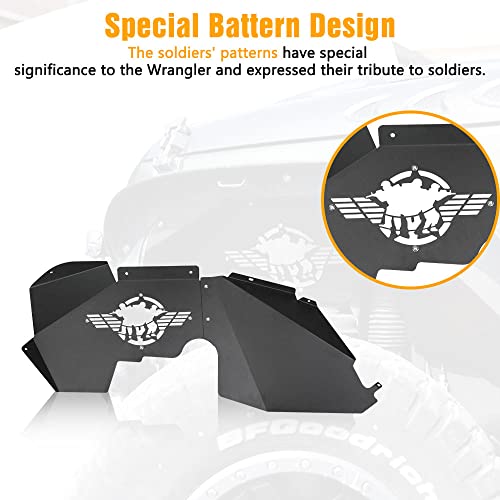 Image of JROAD Soldier Front&Rear Inner Fender Liners Aluminum compatible with Jeep Wrangler 07-18 JK JKU Sports Sahara Rubicon 2 /4-Door