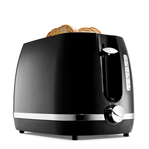 Toaster 2 Slice Euro Design Black and Silver with Warming Rack