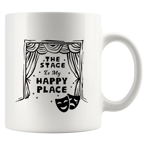 Panvola The Stage Is My Happy Place Actor Gifts Stage Actors Actress Mugs Theater Artists Musical Performers For Friends Sarcastic Funny Novelty Drinkware Ceramic Mug 11 oz White