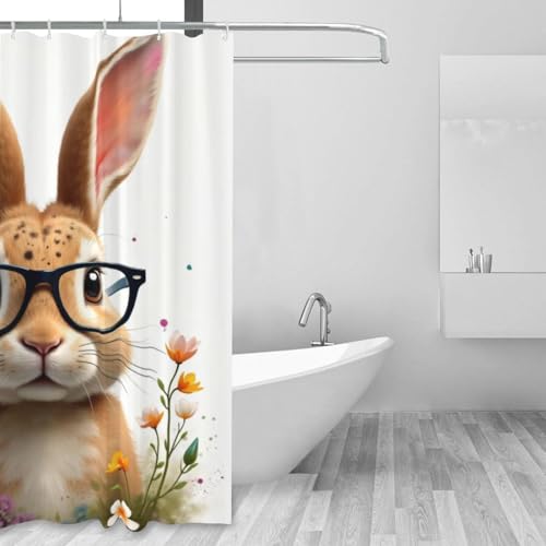 Rideau de douche lapin lavable tissu résistant épais 152x183cm - 6