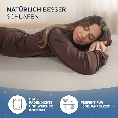 Samthus Jersey Spannbettlaken 180x200cm Oeko-Tex Made In Green - Beige – Ansicht 4