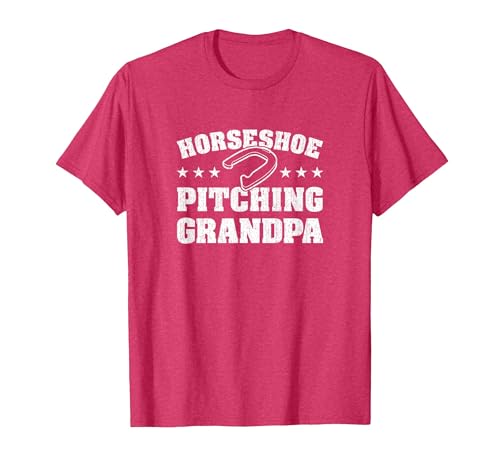 Horseshoe Player: Horseshoe Pitching Grandpa T-Shirt, Men, Red Heather, Medium