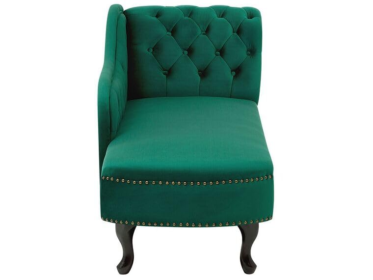 Image of Velvet Modern Chesterfield Chaise Lounge Couch 166 X 63 X 76 for Your Loving Space (Green, Right Arm)