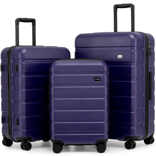 Coolife Luggage Set, Lightweight Durable Hardshell, 3 piece, Apple Green | suitcase set with 360° Spinner Wheels, TSA-approved Lock, Checked Family Travel, 20/24/28 Inch