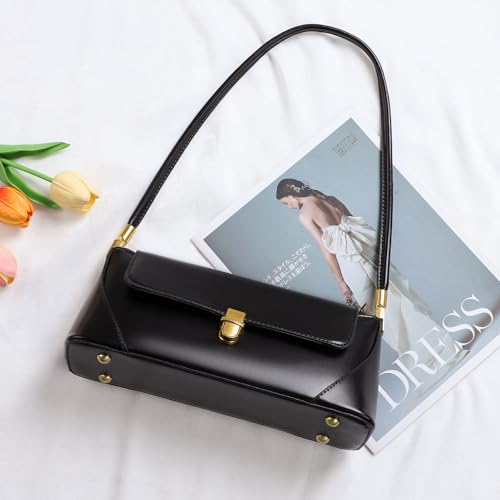Vintage Shoulder Bag for Women Small Trendy Underarm Hobo Purse Genuine Leather Handbag for Daily Outfits and Travel3