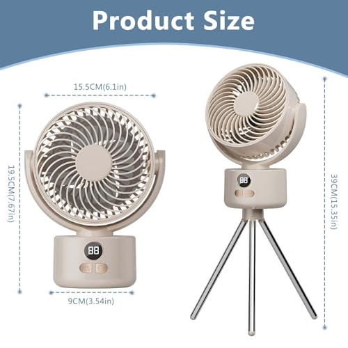 Ventilateur de table portable rechargeable USB-C avec trépied réglable - 3