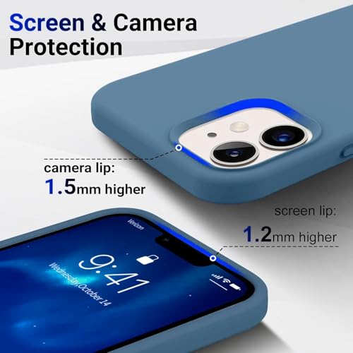 Image of Premium Liquid Silicone Case for iPhone 12 & 12 Pro - Slim Full Body Protective Back Cover with Soft Microfiber Lining, Anti-Slip Grip Scratch Resistant Phone Case(Storm Blue)
