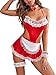 NLAND Conjunto De Lencería para Mujer Cosplay Maid Outfit Lace Halter Strap Maid Outfit Collar Delantal Pulsera Y Anillos para Las Piernas