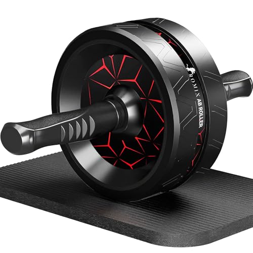 Ab Roller Exercise Wheel, Ultra-Wide Exercise Wheels with Extra Thick Knee Mat for Home Gym Fitness, Abs Workout Equipment for Abdominal and Core Strength Training for Men and Women