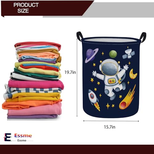 Image of ESSME Laundry Basket,Space Hamper Collapsible Canvas Waterproof Storage Bin, Nursery Hamper,Gift Baskets,(Astronaut)