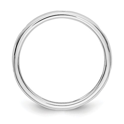 Solid 14K White Gold 1/10Ct Bezel Set Diamond Anniversary Wedding Band Eternity Ring Size 8 #TOP1