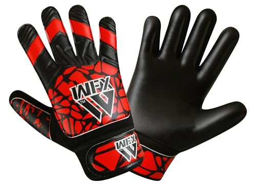 WFX Guantes de portero para niños y jóvenes, guantes de portero de fútbol con doble soporte de muñeca, guantes de portero de fútbol, protección de palma de agarre (rojo, talla 4 adecuada para niños de