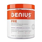 Genius Pre Caffeine-Free Pre Workout Boosted Energy, Focus, Performance Nootropic Formula AlphaSize, Citrulline Malate, CarnoSyn Beta Alanine Endurance, Stamina, Recovery, 20 Servings - Grape Limeade