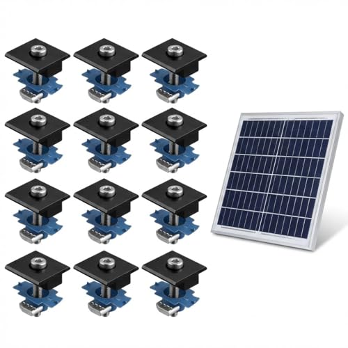 12-Pack Black Aluminum 30mm/35mm Solar Panel Mid Clamps for Unistrut Mounting, 30mm/35mm Roof Brackets Compatible with Metal, Tin, Flat, and Sheet Roofs