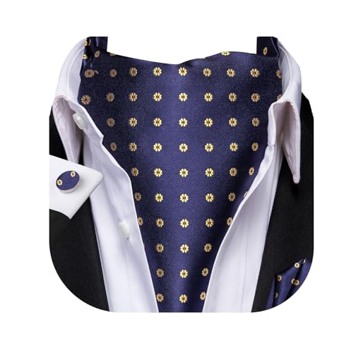 Image of Dubulle Paisley Floral Ascot for Men Self Tie Mens Cravat and Pocket Square Cufflinks Wedding