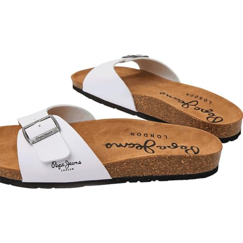 Pepe Jeans Para Hombre. PMS90111 Sandalias Bio Single Champion Blanco (43), Plano, Ninguno, Casual - 6