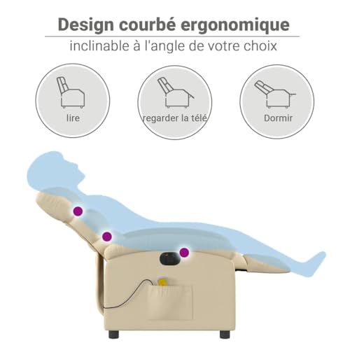 Fauteuil de massage électrique inclinable en tissu avec télécommande