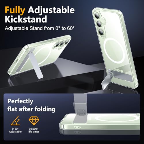 Image of SPIDERCASE Magnetic for Samsung Galaxy S24 Plus Case, [3 Stand Ways][ Military Grade Drop Protection] with Invisible Stand Shockproof Slim Case for Samsung Galaxy S24 Plus 6.7 inch, Clear