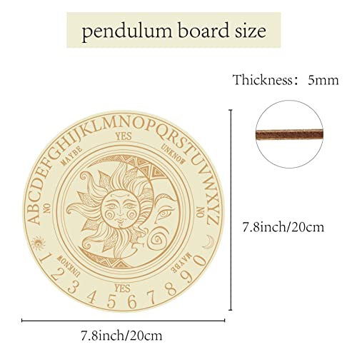 Tablero de péndulo Sun Moon de madera para adivinación, tablero altar brujo, tallado, para brujería, wicca, paganismo y meditación, 20 x 20 cm miniatura 2