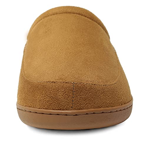Image of NewDenBer Men's Warm Memory Foam Suede Plush Fleece Lined Slip on Indoor Outdoor Clog House Slippers