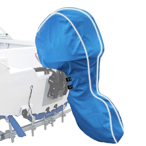 zenicham 600D Fade and Crack Resistant Trailerable Full Outboard Motor Cover,Waterproof and UV-Proof Boat Motor Cover,Boat Engine Cover with Reflective Strips and Adjustable Strap Blue(Fits 20-30 HP) - image 1