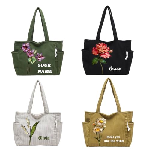 Custom Birth Flower Tote Bag personalizada con cierre miniatura 1