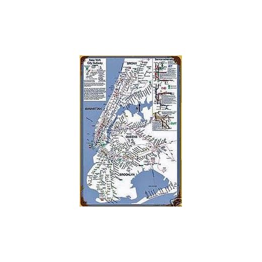 signs-unique New York tunnelbana karta rostfritt stål skylt 450 mm x 300 mm (pst)