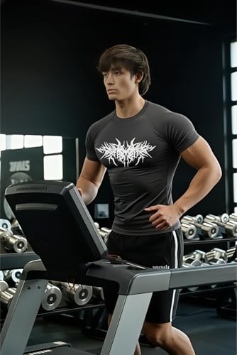 Image of Men Polyster Lycra Printed Half Sleeves Compression T-Shirt for Gym