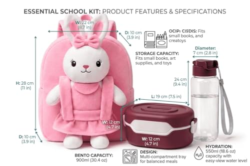 Image of Cartoon Plush Kids School Bag 2-6 Years | Soft Toy Backpack for Boys & Girls | Toddler Nursery Preschool Bag | Lightweight Adjustable Straps