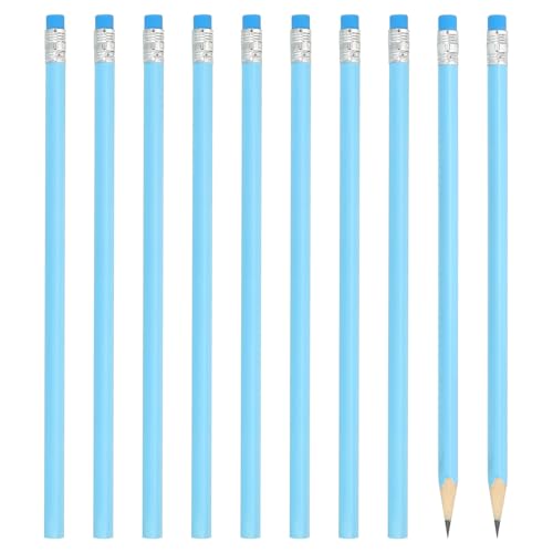 Crayons à papier HB mignons bleus en bois avec gomme intégrée pour le dessin de précision