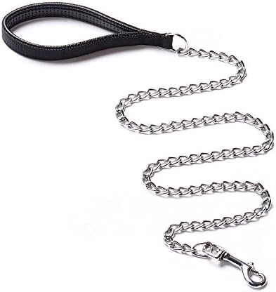 CtopoGo Heavy Duty Dog Leash,Metal Dog Leash Dog Chain with Padded Handle for Large & Medium Size Dogs (4 ft. x 3.0 mm (0-80 lbs.))