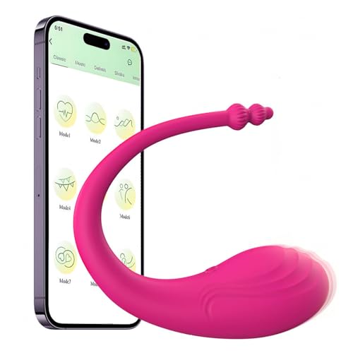 Vibrator mit APP Bluetooth für sie Klitoris Vagina, 9 Vibrationsmodi, mit APP Fernbedienung, Tragbarer Sexspielzeug für Frauen Paare Vibratoren,RoseRed