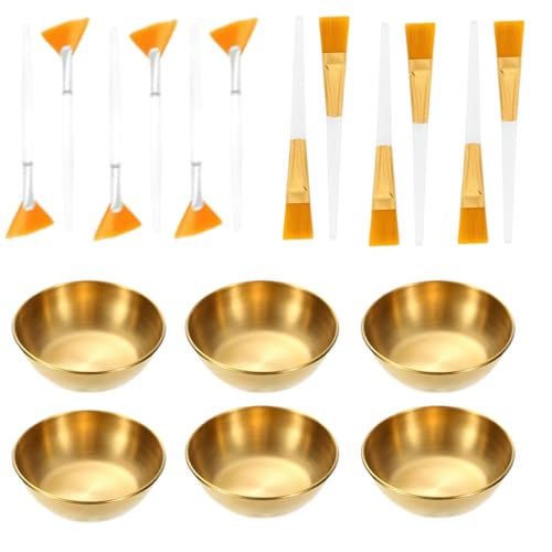 Kit de beauté faciale 18 pièces brosses plates et bols dorés fournitures esthéticiennes