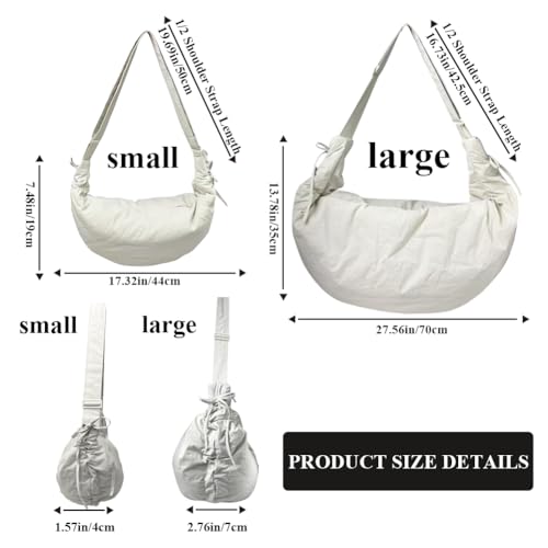 Puffer Tote Bag for Women Lightweight Cotton Adjustable Strap and Zip Pocket Moon Shape Crossbody Purse3