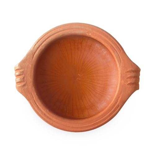 Image of Kichera Deep Burned Clay Pots for Cooking and Serving - Mud Pot Handcrafted Black Pottery Handi /Kadai Combo 1L, 2L & 3L | Pre-Seasoned Unglazed | Mitti Bartan for Rice, Biryani, Curry (RED, 6L)
