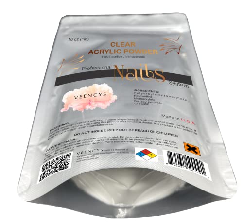 Professional Acrylic Dip Powder For Nail Art-Long Lasting-Large Capacity And Quick Dry Quality Salon Manicure-Nail Extension (16 Oz, Clear) By Veencys #TOP4