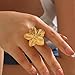 ONBRIG Chunky Rings for Women Adjustable Flower Rings Statement Rings Flower Jewelry for Women