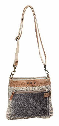 Myra Bag Hide & Floral Upcycled Canvas Crossbody Bag S-12022