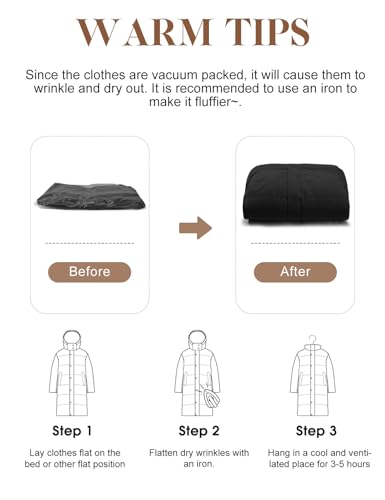 RITOSTA Abrigos Largo Mujer Invierno Chaqueta Acolchada Gruesa Parka con Capucha Abrigo Plumas Chaqueta de Plumón Chaqueta Cálida de Algodón a Prueba de Viento con Cremallera Bolsillos (Negro,L) - imagen 6