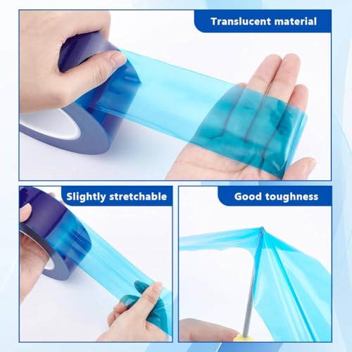 nbeads 400 m Blaue Oberflächen-Schutzfolie, 5cm Breites PE Abdeckfolie Barrier Film Roll Staubschutzfolie Glasschutzfolie Für Fenster Glas Metall Kunststoff
