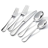 KINGSTONE 60 Piece Teardrop Silverware Set for 12, 18/10 Stainless Steel Flatware Set, Modern Design Cutlery Set for Home/Hotel/Wedding,Mirror Polished and Dishwasher Safe