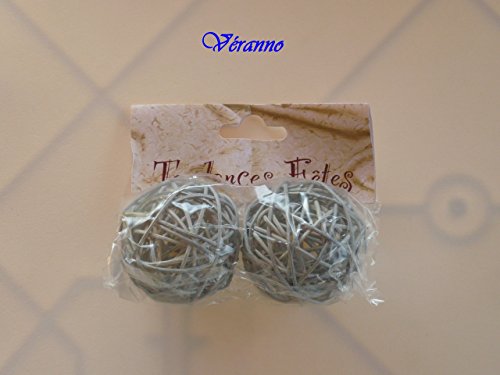 Générique 2 Boules Deco en Osier Gris