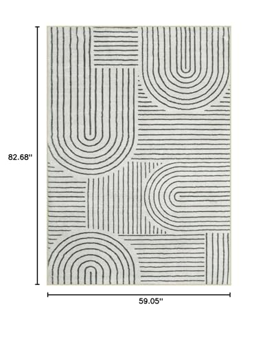 Tapete Abstracto Lavable Lahome 5x7 Gris/Beige miniatura 2