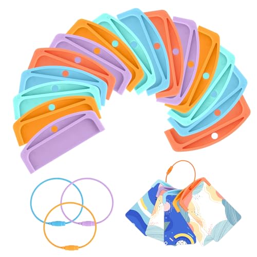 15pcs Card Holder Organizer for Yoto, Reusable Plastic Card Sleeves with 15 Stainless Steel Ring Loops Practical Travel Carrier for Yoto Player Cards Storage Accessories