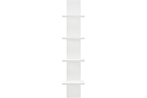 Arica Utility Column 4-Tier Spine Wall Shelves (White)