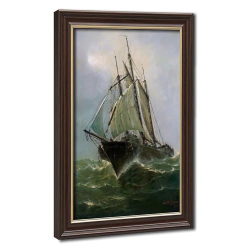 Toile de maître Leon Zeytline Les trois mâts, cadre mural haut de gamme 61 x 91,4 cm