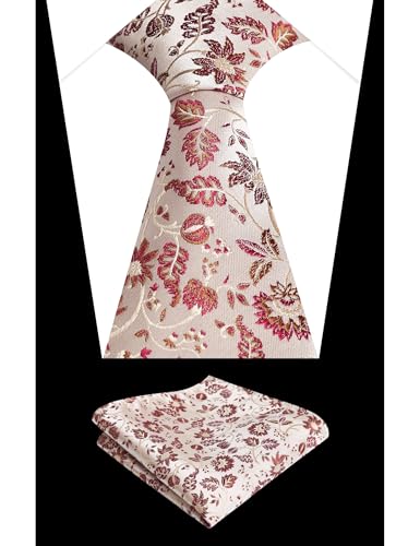 Image of Alizeal Mens 3.15inches Leaf Flower Pattern Tie Set